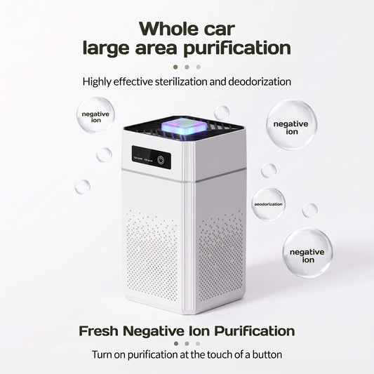 Compact Car Air Purifier with True HEPA Filter & Essential Oil Diffuser | 360° Air Intake & Low Noise