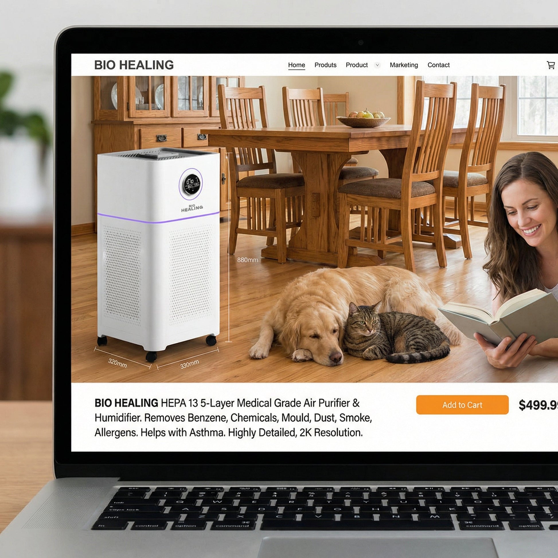 Hospital - Grade 5 Layers HEPA 13 Air Purifier & Humidifier